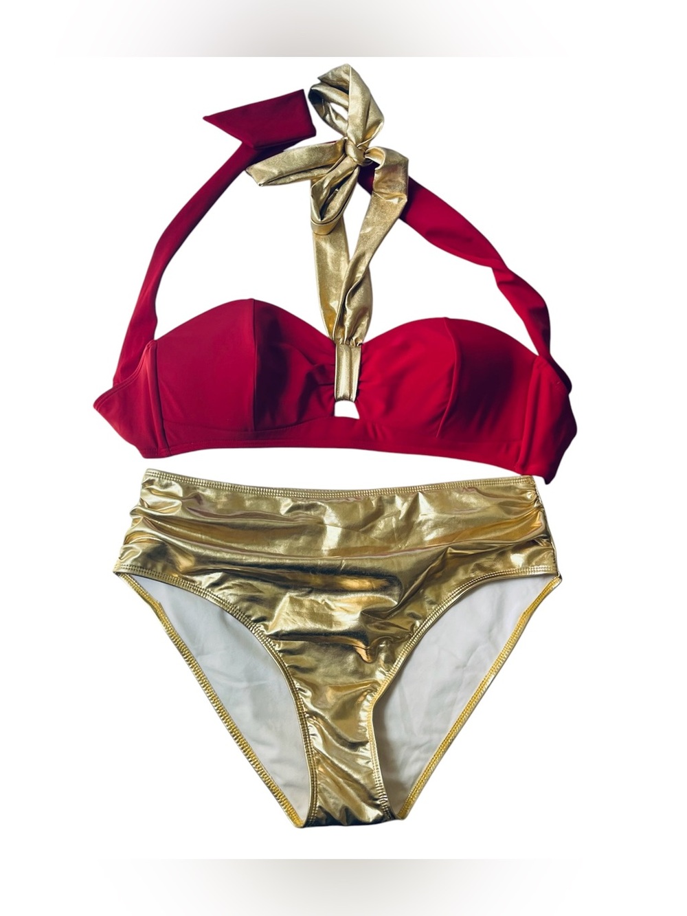 👓 NWT DC Comics Wonder Woman Retro Halter  Bikini Set - check sizing